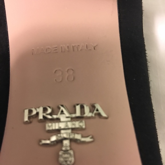 PRADA AUTHENTIC CLASSIC BLOCK SUEDE HEELS - Picture 5 of 7